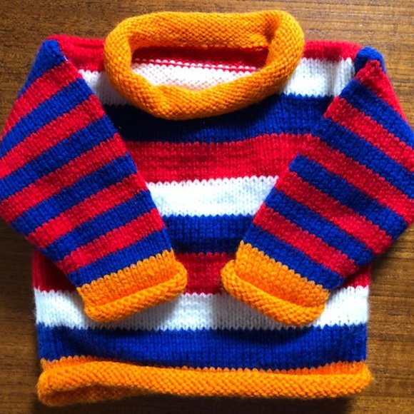 Cozy Stripey Pullover - Hand Knit - Picture 1 of 5